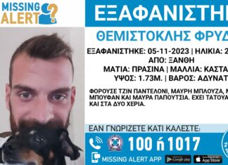 Κι άλλη εξαφάνιση νεαρού από τα μέρη μας – Συναγερμός για την εξαφάνιση 28χρονου