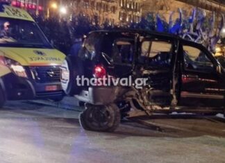 Τρελή πορεία Ι.Χ στο κέντρο της Θεσσαλονίκης – Πήρε σβάρνα στύλους φωτισμού