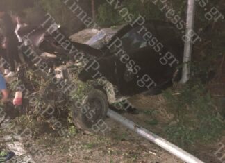 Σοκαριστικό τροχαίο στον δρόμο Λάρισας – Τυρνάβου – Στούκαρε σε κολόνα φωτισμού – ΦΩΤΟ
