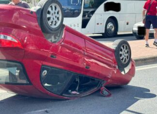 ΛΑΡΙΣΑ!! ΑΝΑΠΟΔΟΓΥΡΙΣΕ ΑΥΤΟΚΙΝΗΤΟ ΣΤΟΝ ΚΟΜΒΟ ΤΟΥ ΑΛΚΑΖΑΡ (ΦΩΤΟ)