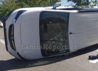 Βανάκι που ερχόταν Λάρισα «τούμπαρε» στη διασταύρωση Μπράλου – Ένας 31χρονος τραυματίας