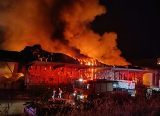 Λάρισα: «Μάχη» με τις φλόγες στο εκκοκκιστήριο