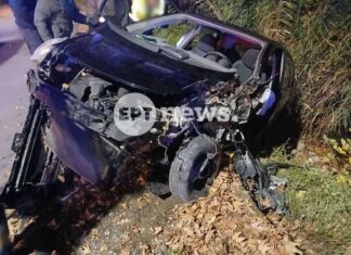 Αυτοκίνητο με 4 επιβαίνοντες χτύπησε σε δέντρο και κατέληξε στη λίμνη – Απεγκλωβίστηκε τραυματισμένος ο ένας
