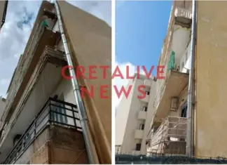 Κατέρρευσε τμήμα μπαλκονιού από πολυκατοικία στο κέντρο της πόλης – ΦΩΤΟ