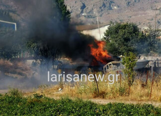 Λάρισα: Φωτιά στον παράδρομο στον κόμβο της Γυρτώνης – Έξι οχήματα της Πυροσβεστικής Υπηρεσίας στο σημείο!