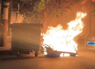 Φωτιά σε κάδο απορριμμάτων στο κέντρο: Επέμβαση της πυροσβεστικής!